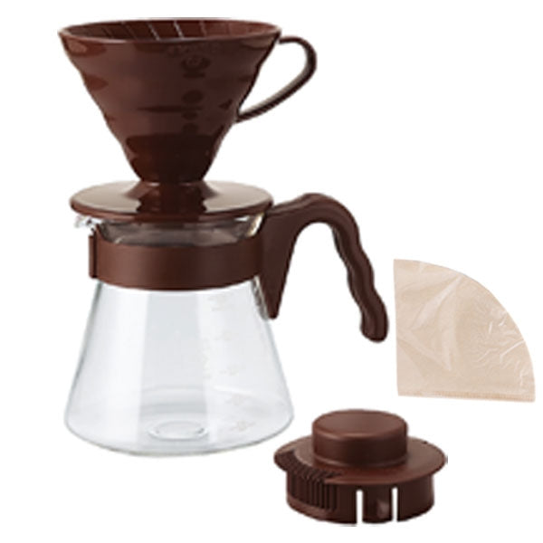 Hario V60 Brown Pour Over Kit - dripper + server + filters